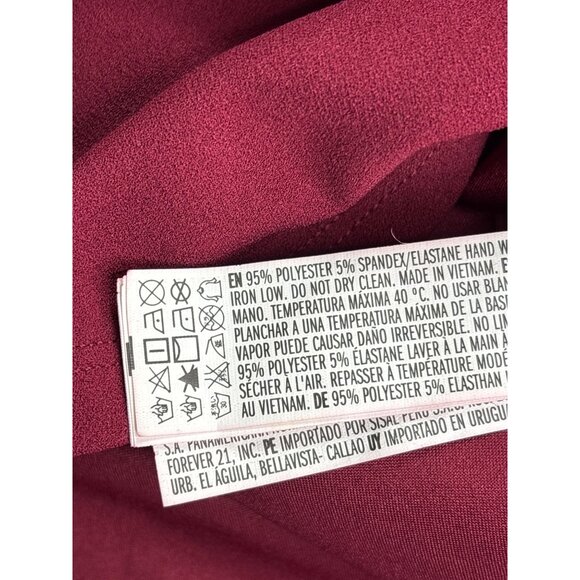 Forever 21 Mini Shift Dress Short Sleeve Mock Neck Burgundy Size S - Picture 4 of 5